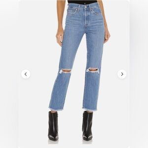 Levi’s Wedgie Straight Cropped Jeans Women’s 30 High Rise Button Fly Ripped